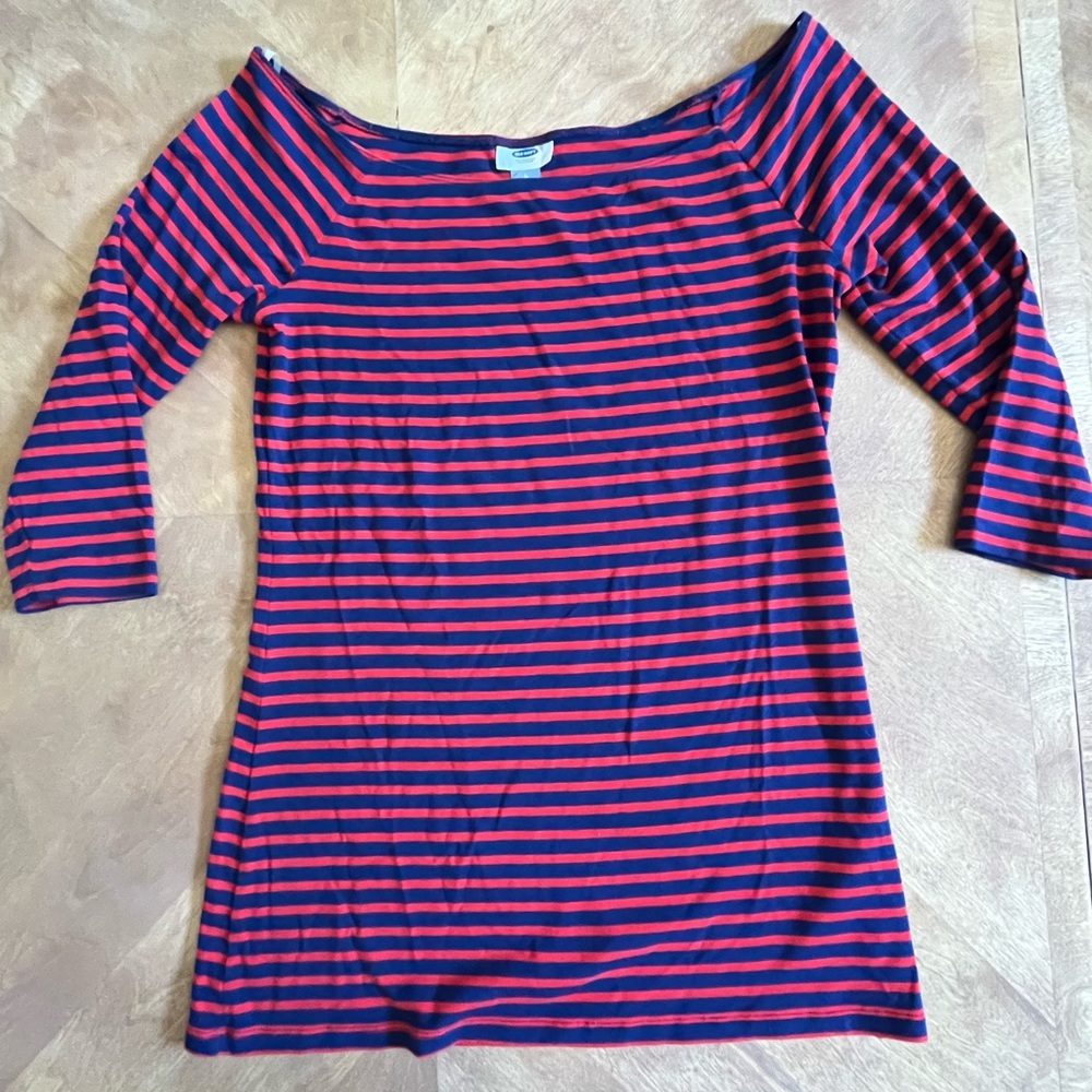 Old Navy Striped Boatneck 3/4 Sleeve Top | Size L Tall